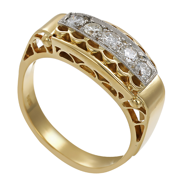 Diamantring, 14K, Gelb-/Weißgold, Brillanten 0,35 ct