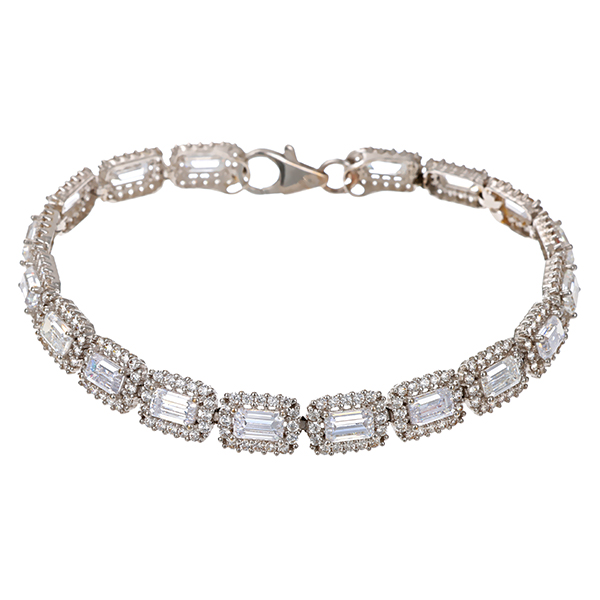 Armband, 14K, Weißgold, Zirkonia