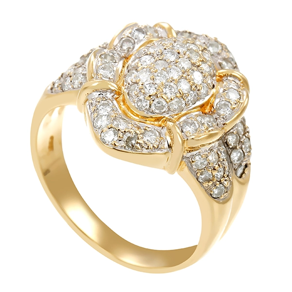Diamantring, 14K, Gelb-/Weißgold, Brillanten