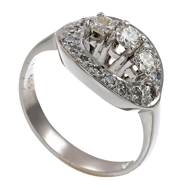 Diamantring, 14K, Weißgold, Brillant, Diamant
