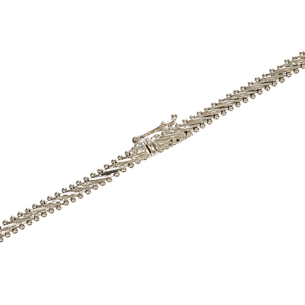 Collier, 18K, Weißgold, Saphire, Brillanten