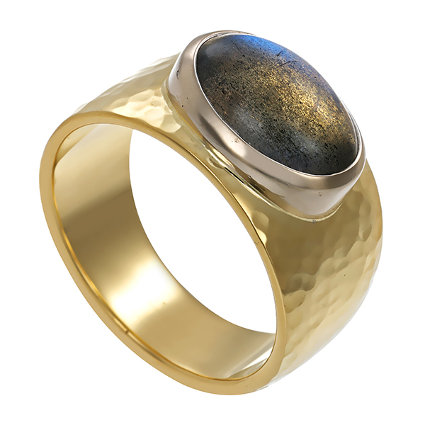Ring, 14K, Gelb-/Weißgold, Labradorit