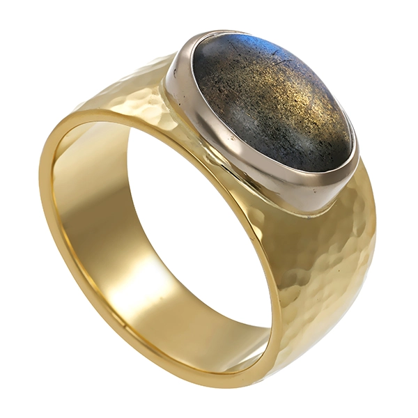 Ring, 14K, Gelb-/Weißgold, Labradorit