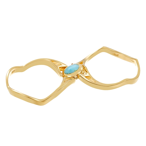 Wendering, 14K, Gelbgold, Onyx, Larimar