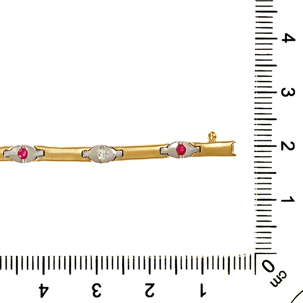 Armband, 14K, Gelb-/Weißgold, Rubine, Brillanten