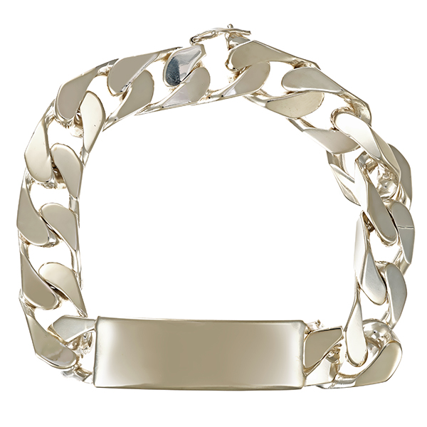Armband, 925, Silber, Panzer- mit Gravurplatte
