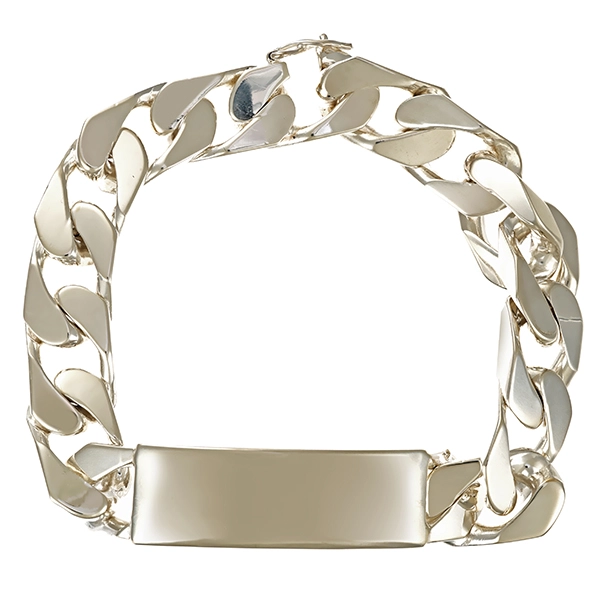 Armband, 925, Silber, Panzer- mit Gravurplatte