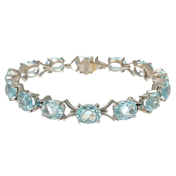Armband, 18K, Weißgold, Aquamarin