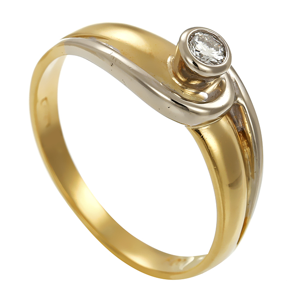 Diamantring, 18K, Gelb-/Weißgold, Brillant