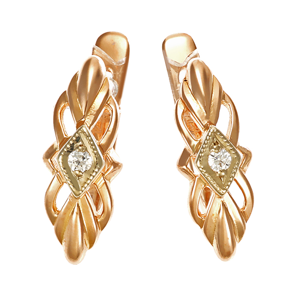 Ohrschmuck, 14K, Gelbgold, Zirkonia,