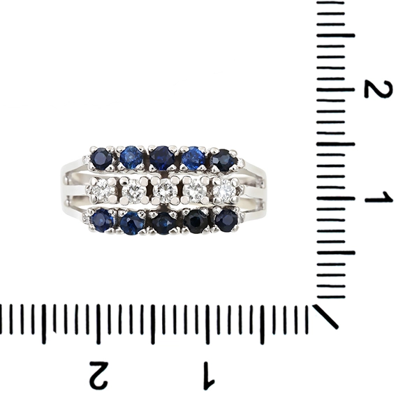 Ring, 14K, Weißgold, Saphire, Brillanten