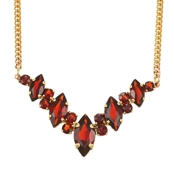 Collier, 8K, Gelbgold, Granat