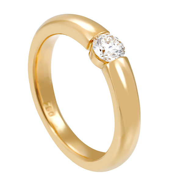 Diamantring, 18K, Gelbgold, Brillant 0,33 ct