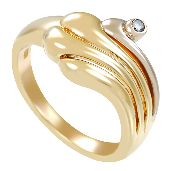 Diamantring, 14K, Gelb-/Weißgold, Brillant