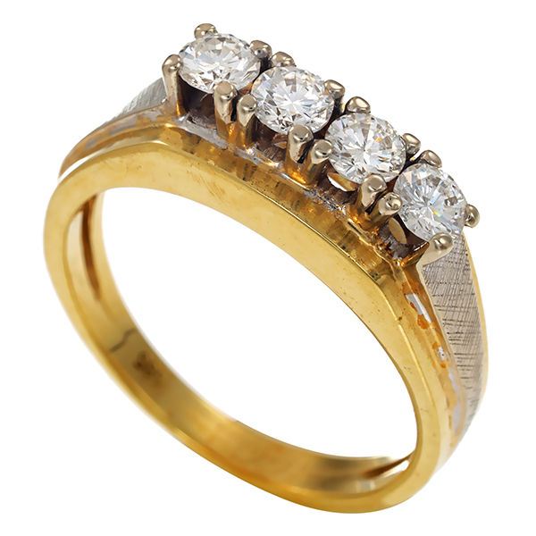 Ring, 14K, Gelb-/Weißgold, Brillanten