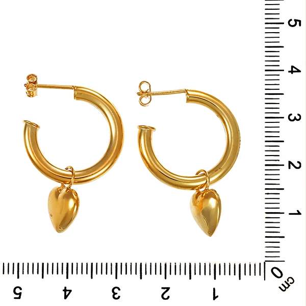 Steckcreolen, 8K, Gelbgold, Herz
