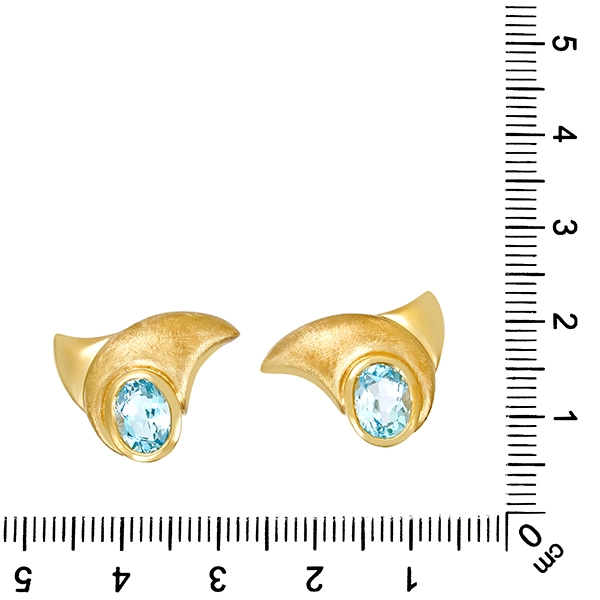 Ohrstecker, 9K, Gelbgold, Topas blau