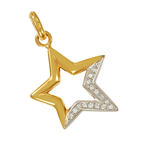 Anhänger, 18K, Gelb-/Weißgold, Brillanten, Stern
