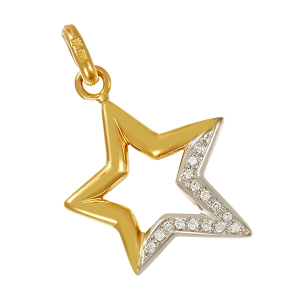 Anhänger, 18K, Gelb-/Weißgold, Brillanten, Stern