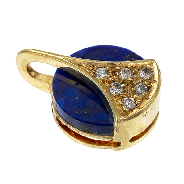 Anhänger, 14K, Gelbgold, Lapis, Brillanten