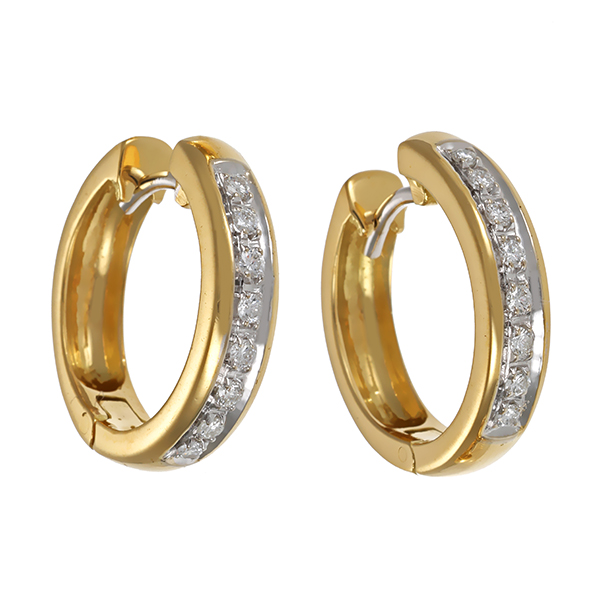 Creolen, 18K, Gelb-/Weißgold, Brillanten