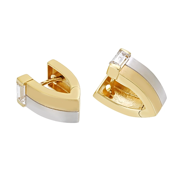 Creolen , 14K, Gelb-/Weißgold, Zirkonia