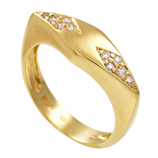 Ring, 14K, Gelbgold, Zirkonia