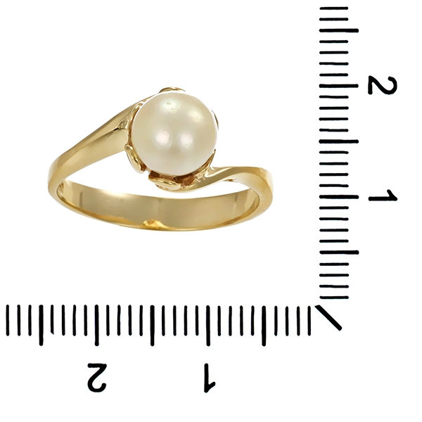 Ring, 14K, Gelbgold, Perle