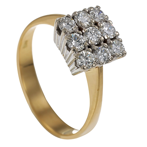Ring, 14K, Gelb-/Weißgold, Brillanten