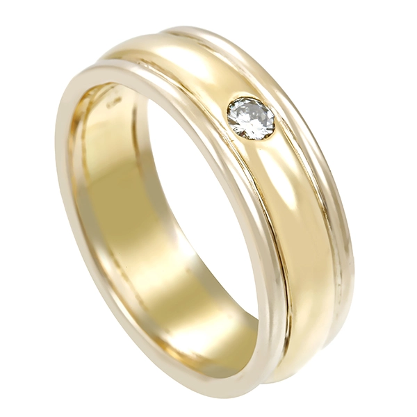 Diamantring, 14K, Gelb-/Weißgold, Brillant 0,10 ct