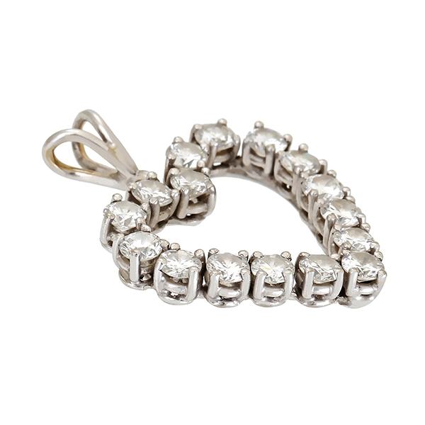 Anhänger, 18K, Weißgold, Brillanten 1,40 ct, Herz
