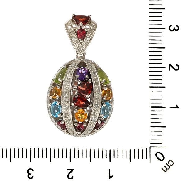 Anhänger, 18K, Weißgold, Edelsteine, Diamant