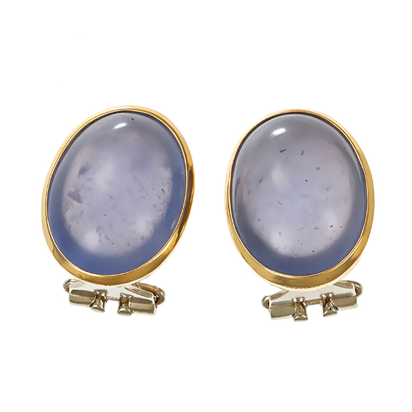 Ohrclipse, 18K, Gelbgold, Calcedon