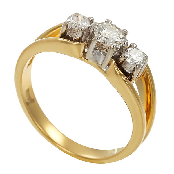 Ring, 14K, Gelb-/Weißgold, Brillanten