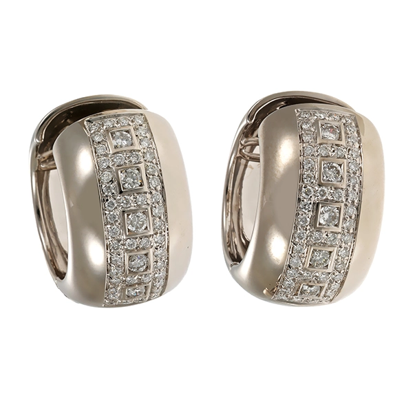 Creolen, 18K, Weißgold, Brillanten