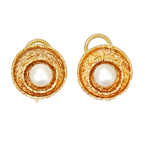 Ohrclipse, 8K, Gelbgold, Perlen