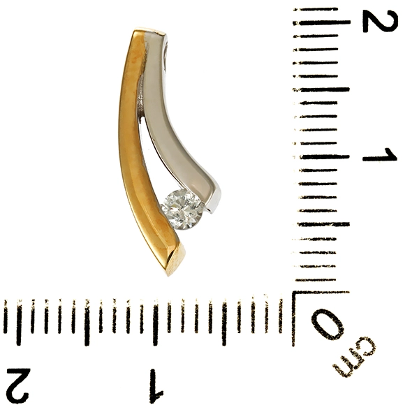 Anhänger, 14K, Gelb-/Weißgold, Zirkonia