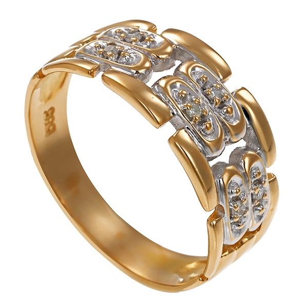 Diamantring, 14K, Gelb-/Weißgold, Diamanten