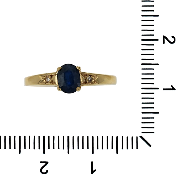 Ring, 8K, Gelbgold, Saphir, Diamant