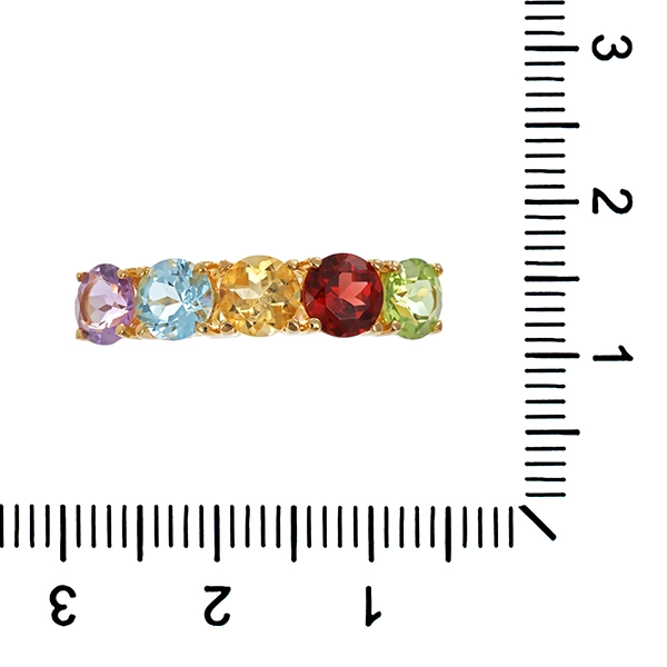 Ring, 9K, Gelbgold, diverse Edelsteine