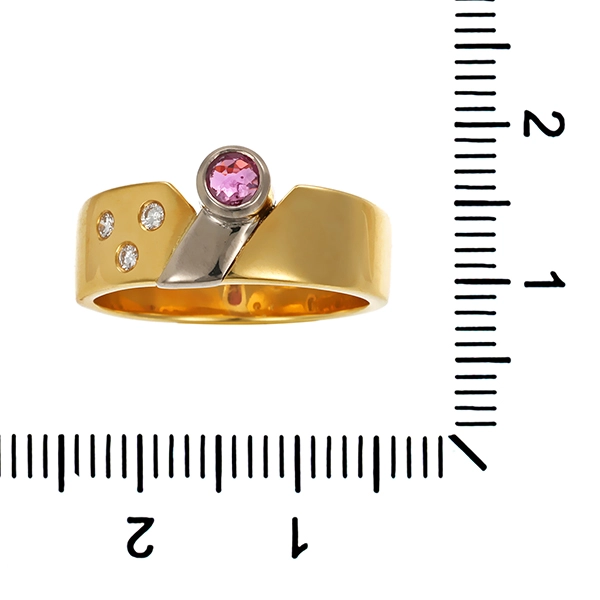 Ring, 18K, Gelb-/Weißgold, Rubin, Brillant