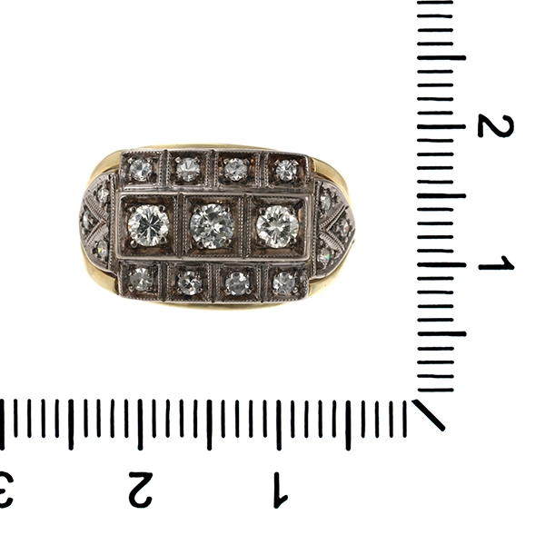 Diamantring, 18K, Gelb-/Weißgold, Diamanten, Brillanten