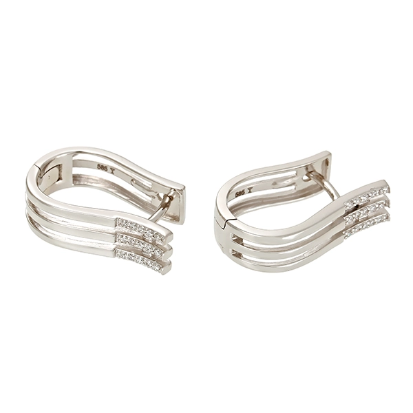 Creolen, 14K, Weißgold, Brillanten