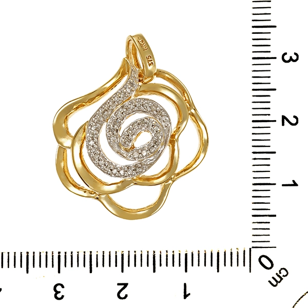 Anhänger, 9K, Gelb-/Weißgold, Diamant 0,15 ct