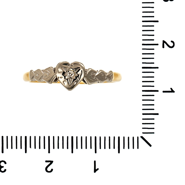 Diamantring, Pt950, Platin, Gelbgold, Diamant, Herz