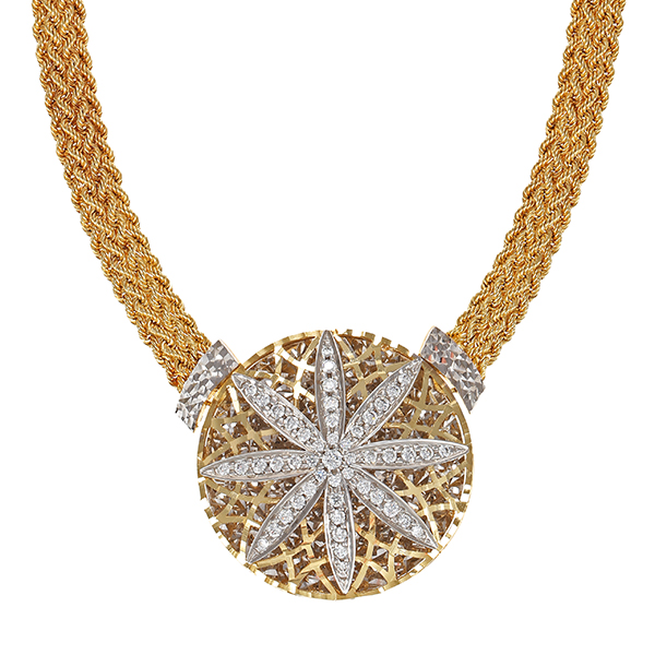 Collier, 14K, Gelb-/Weißgold, Zirkonia