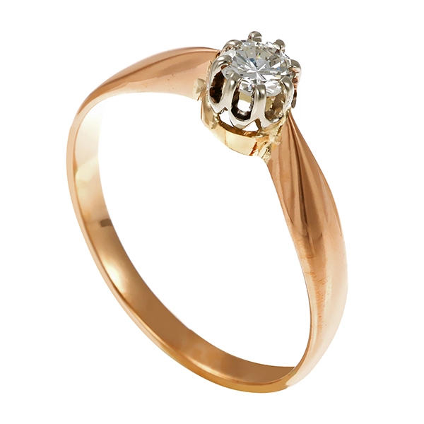 Ring, 14K, Gelb-/Weißgold , 1 Brillant 0,16ct