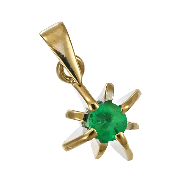 Anhänger, 14K, Weißgold, Smaragd