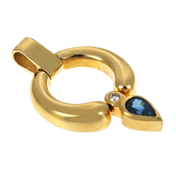 Anhänger, 18K, Gelbgold, Brillant, Saphir
