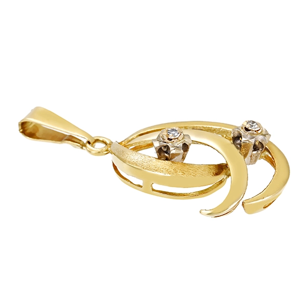 Anhänger, 14K, Gelb-/Weißgold, Diamanten